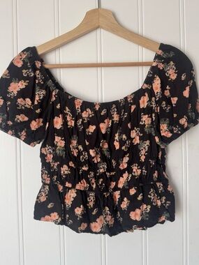 Floral Off Shoulder Peplum Top Size M